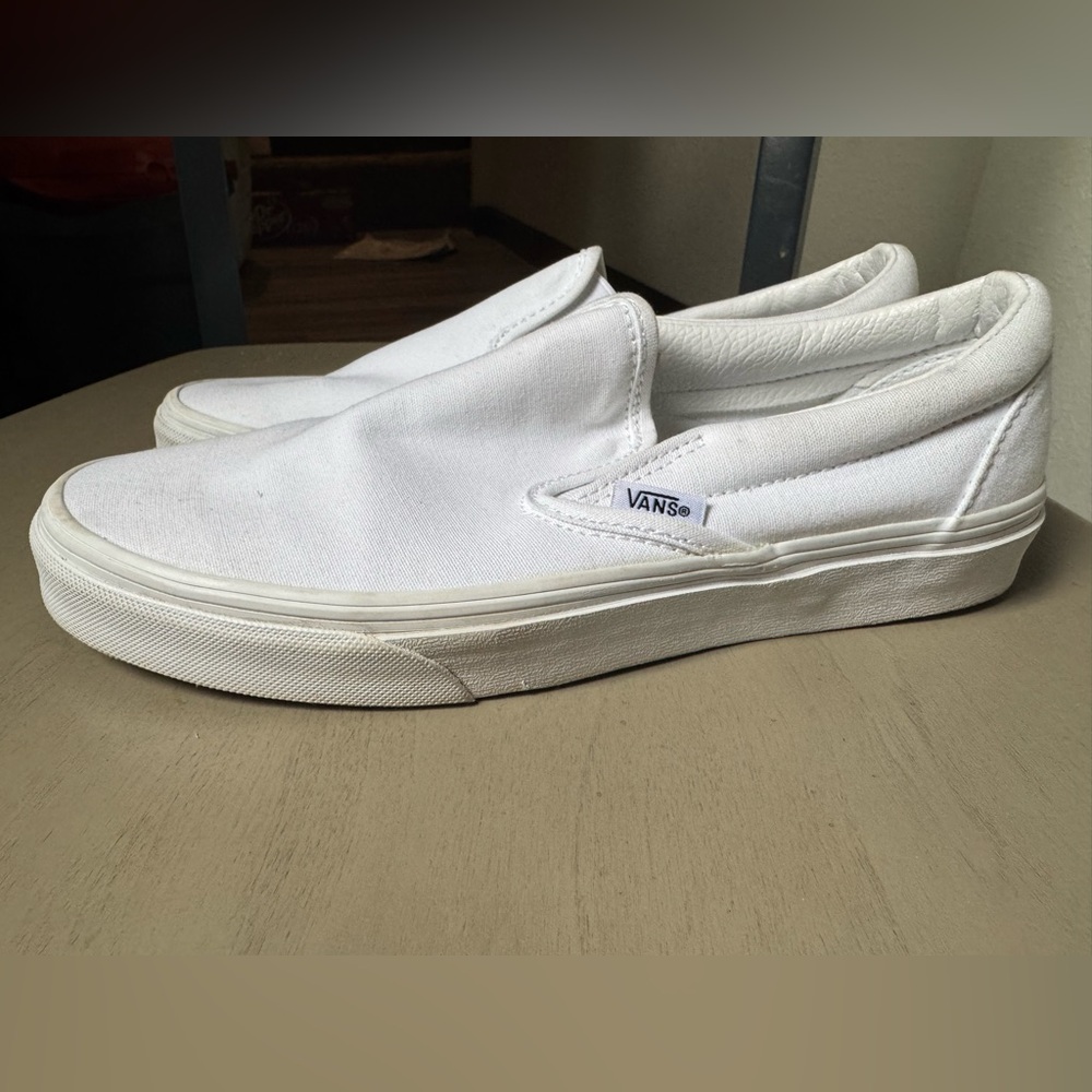 White slip on vans